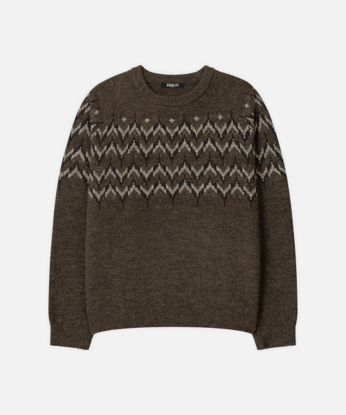 DRAW FIT（ドローフィット）の「ウールヘアリーノルディッククルーネックニット [VINTAGE BROWN]（ニット/セーター・メンズ・その他・M/L/XL）」の4枚目の写真