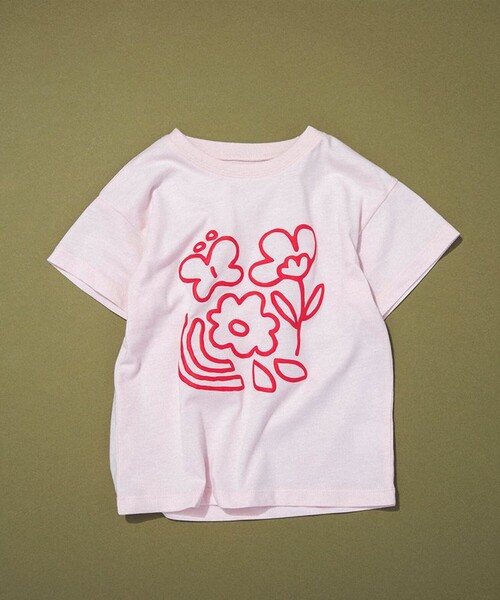 aBity select（アビティセレクト）の「【aBity select./アビティセレクト】ニュアンスフラワープリント半袖Tシャツ（Tシャツ/カットソー・キッズ・ライトピンク/チャコールグレー/アイボリー・90/100/110/120/130）」の6枚目の写真