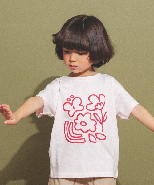 aBity select（アビティセレクト）の「【aBity select./アビティセレクト】ニュアンスフラワープリント半袖Tシャツ（Tシャツ/カットソー・キッズ・ライトピンク/チャコールグレー/アイボリー・90/100/110/120/130）」の5枚目の写真