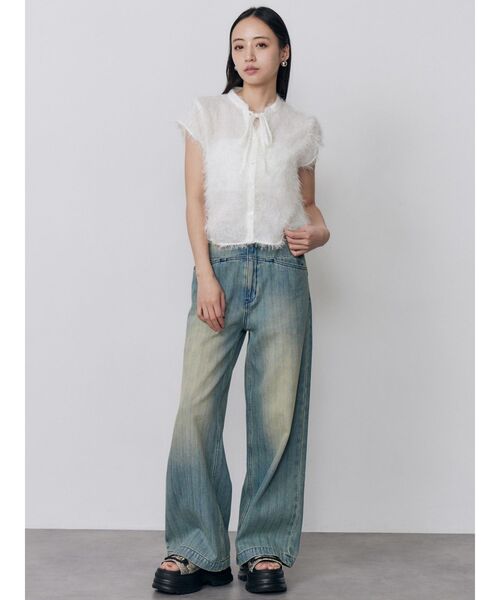 MURUA（ムルーア）の「フレンチスリーブフリンジブラウス（シャツ/ブラウス・レディース・ホワイト/ブラック・FREE）」の17枚目の写真