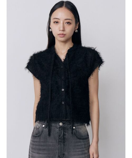 MURUA（ムルーア）の「フレンチスリーブフリンジブラウス（シャツ/ブラウス・レディース・ホワイト/ブラック・FREE）」の22枚目の写真