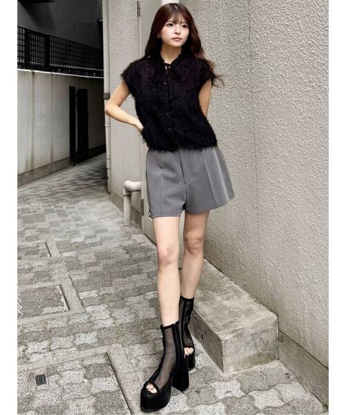 MURUA（ムルーア）の「フレンチスリーブフリンジブラウス（シャツ/ブラウス・レディース・ホワイト/ブラック・FREE）」の7枚目の写真