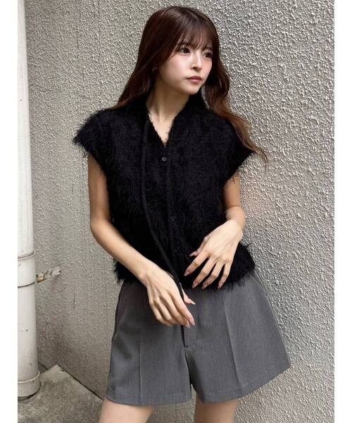 MURUA（ムルーア）の「フレンチスリーブフリンジブラウス（シャツ/ブラウス・レディース・ホワイト/ブラック・FREE）」の8枚目の写真