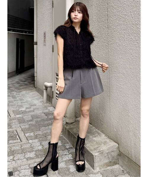 MURUA（ムルーア）の「フレンチスリーブフリンジブラウス（シャツ/ブラウス・レディース・ホワイト/ブラック・FREE）」の9枚目の写真