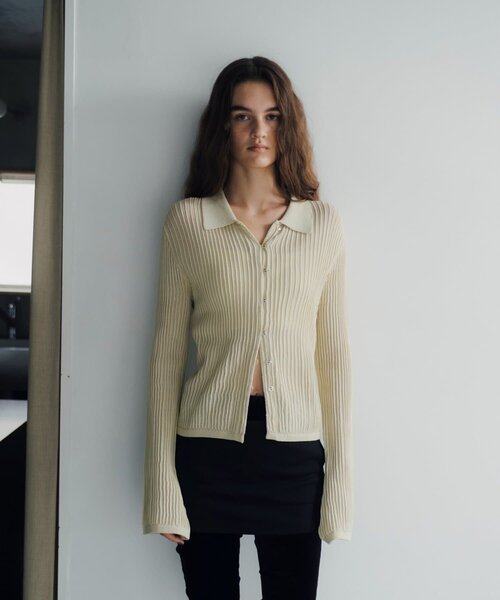 SHENERY（シーナリー）の「【Pasterip】ポロニットサマーカーディガン（カーディガン/ボレロ・レディース・サックスブルー/アイボリー/グレー・FREE）」の2枚目の写真