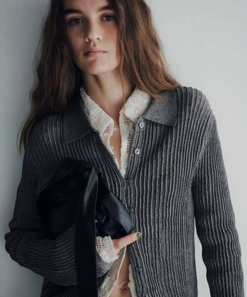 SHENERY（シーナリー）の「【Pasterip】ポロニットサマーカーディガン（カーディガン/ボレロ・レディース・サックスブルー/アイボリー/グレー・FREE）」の4枚目の写真