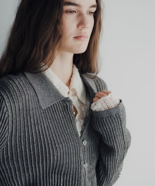 SHENERY（シーナリー）の「【Pasterip】ポロニットサマーカーディガン（カーディガン/ボレロ・レディース・サックスブルー/アイボリー/グレー・FREE）」の6枚目の写真