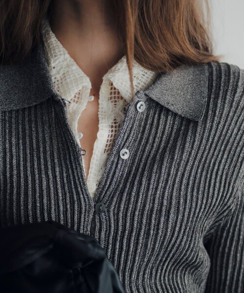 SHENERY（シーナリー）の「【Pasterip】ポロニットサマーカーディガン（カーディガン/ボレロ・レディース・サックスブルー/アイボリー/グレー・FREE）」の9枚目の写真