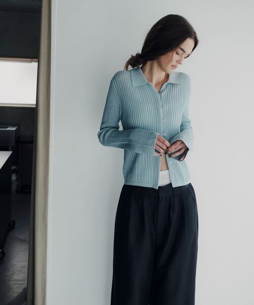 SHENERY（シーナリー）の「【Pasterip】ポロニットサマーカーディガン（カーディガン/ボレロ・レディース・サックスブルー/アイボリー/グレー・FREE）」の11枚目の写真