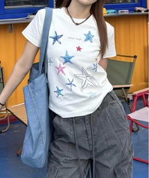 Y2K スタープリント 半袖 Tシャツ