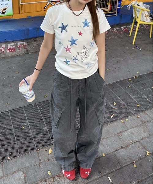 gossip！ロサンゼルス（ゴシップロサンゼルス）の「Y2K スタープリント 半袖 Tシャツ（Tシャツ/カットソー・レディース・ホワイト・M）」の7枚目の写真