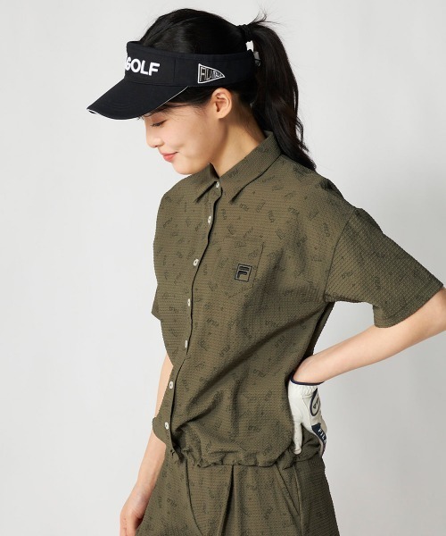 FILA GOLF:フィラゴルフ】レディースサッカー素材半袖シャツ 吸汗速乾