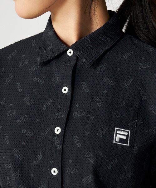 FILA GOLF(フィラゴルフ )の「【FILA GOLF:フィラゴルフ】レディースサッカー素材半袖シャツ 吸汗速乾・UVカット機能 ゴルフ(シャツ/ブラウス・レディース・ブラック/ライトベージュ/カーキ・LARGE/MEDIUM/X-LARGE)」の7枚目の写真