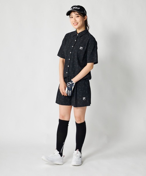 FILA GOLF(フィラゴルフ )の「【FILA GOLF:フィラゴルフ】レディースサッカー素材半袖シャツ 吸汗速乾・UVカット機能 ゴルフ(シャツ/ブラウス・レディース・ブラック/ライトベージュ/カーキ・LARGE/MEDIUM/X-LARGE)」の13枚目の写真