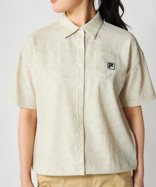 FILA GOLF(フィラゴルフ )の「【FILA GOLF:フィラゴルフ】レディースサッカー素材半袖シャツ 吸汗速乾・UVカット機能 ゴルフ(シャツ/ブラウス・レディース・ブラック/ライトベージュ/カーキ・LARGE/MEDIUM/X-LARGE)」の14枚目の写真