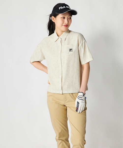FILA GOLF(フィラゴルフ )の「【FILA GOLF:フィラゴルフ】レディースサッカー素材半袖シャツ 吸汗速乾・UVカット機能 ゴルフ(シャツ/ブラウス・レディース・ブラック/ライトベージュ/カーキ・LARGE/MEDIUM/X-LARGE)」の19枚目の写真