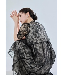 低身長用サイズあり】オーガンジーパフスリーブ刺繍レースドレス 結婚