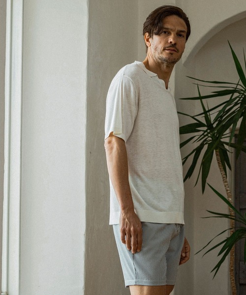 AKM Contemporary(エイケイエムコンテンポラリー)の「【WEB・直営店限定】AKM Contemporary(エイケイエムコンテンポラリー)シルクブレンド半袖サマーニットポロシャツ(ポロシャツ・メンズ・ミント/ブラウン/オフホワイト/ブラック・XL/L/M/S)」の5枚目の写真