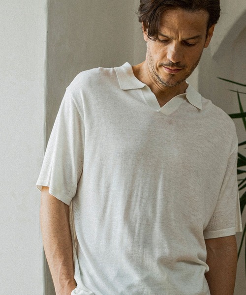 AKM Contemporary(エイケイエムコンテンポラリー)の「【WEB・直営店限定】AKM Contemporary(エイケイエムコンテンポラリー)シルクブレンド半袖サマーニットポロシャツ(ポロシャツ・メンズ・ミント/ブラウン/オフホワイト/ブラック・XL/L/M/S)」の6枚目の写真