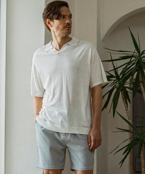 AKM Contemporary(エイケイエムコンテンポラリー)の「【WEB・直営店限定】AKM Contemporary(エイケイエムコンテンポラリー)シルクブレンド半袖サマーニットポロシャツ(ポロシャツ・メンズ・ミント/ブラウン/オフホワイト/ブラック・XL/L/M/S)」の8枚目の写真