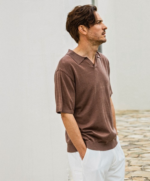 AKM Contemporary(エイケイエムコンテンポラリー)の「【WEB・直営店限定】AKM Contemporary(エイケイエムコンテンポラリー)シルクブレンド半袖サマーニットポロシャツ(ポロシャツ・メンズ・ミント/ブラウン/オフホワイト/ブラック・XL/L/M/S)」の13枚目の写真