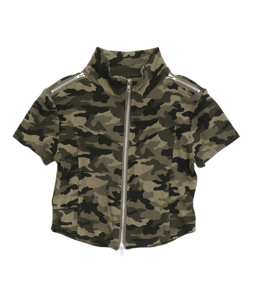ANAP(アナップ)の「カモフラ ダブルジップ トップス(Tシャツ/カットソー・レディース・カーキ/グレー・F)」の6枚目の写真
