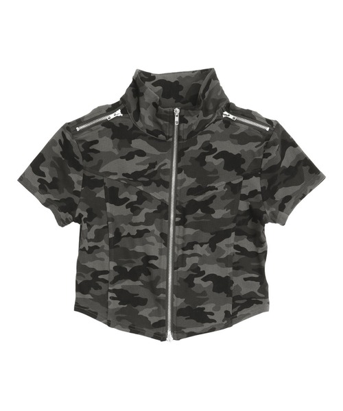 ANAP(アナップ)の「カモフラ ダブルジップ トップス(Tシャツ/カットソー・レディース・カーキ/グレー・F)」の5枚目の写真