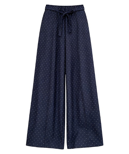 LUCPY(ラクピー)の「ドット柄ウエストリボンワイドパンツ(その他パンツ・レディース・ネイビー/ホワイト・LARGE/MEDIUM/X-LARGE/SMALL)」の5枚目の写真