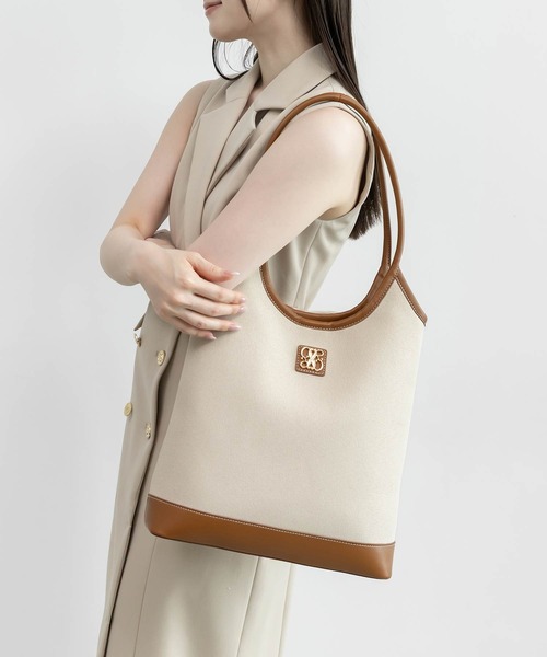 RANDA(ランダ)の「【A4対応】ロングハンドルモノグラムトートバッグ(トートバッグ・レディース・アイボリー/ブラック/ブラウン・FREE)」の3枚目の写真