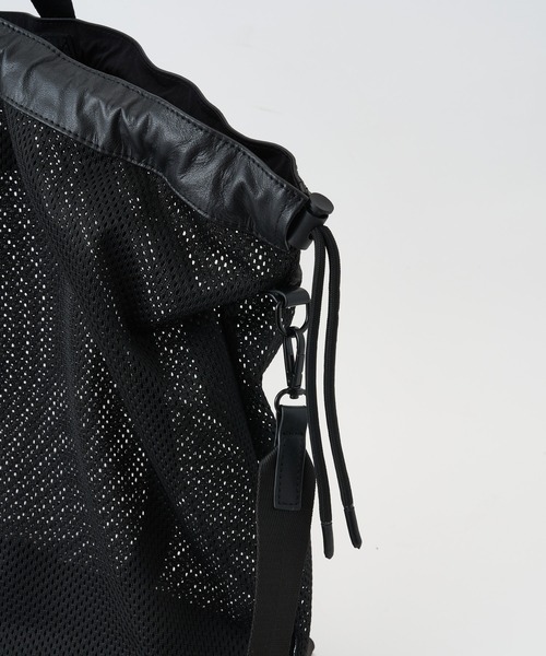 ADAM PATEK（アダムパテック）の「【RES】【ADAM PATEK】Leather trimmed mesh 2way big tote bag（トートバッグ・メンズ・ブラック・FREE）」の7枚目の写真