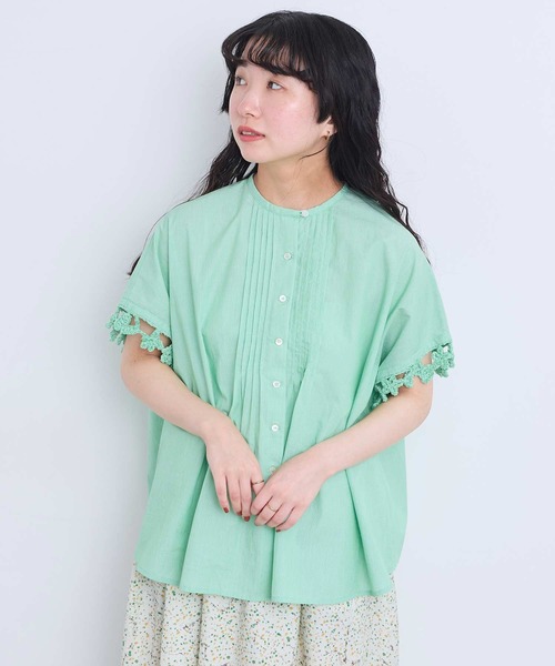 l'atelier du savon(アトリエドサボン)の「さき編みお花のふんわりブラウス(シャツ/ブラウス・レディース・ホワイト/グリーン/ダークブラウン/ブルー・FREE)」の4枚目の写真