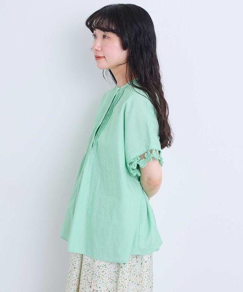 l'atelier du savon(アトリエドサボン)の「さき編みお花のふんわりブラウス(シャツ/ブラウス・レディース・ホワイト/グリーン/ダークブラウン/ブルー・FREE)」の21枚目の写真