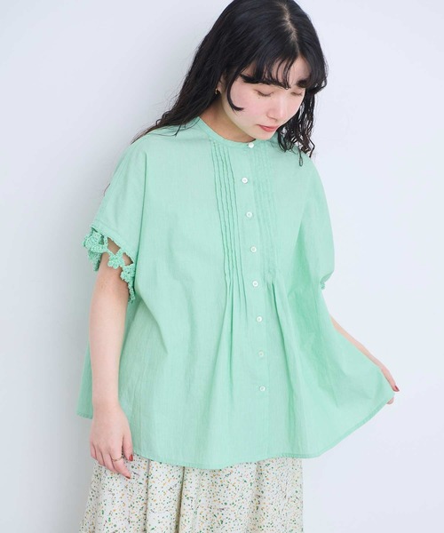 l'atelier du savon(アトリエドサボン)の「さき編みお花のふんわりブラウス(シャツ/ブラウス・レディース・ホワイト/グリーン/ダークブラウン/ブルー・FREE)」の19枚目の写真