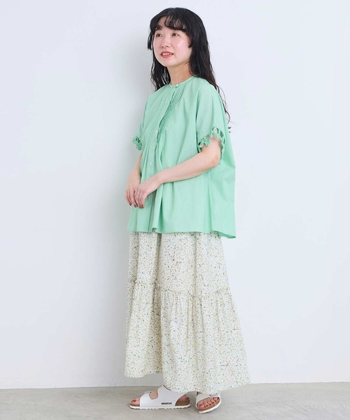 l'atelier du savon(アトリエドサボン)の「さき編みお花のふんわりブラウス(シャツ/ブラウス・レディース・ホワイト/グリーン/ダークブラウン/ブルー・FREE)」の18枚目の写真
