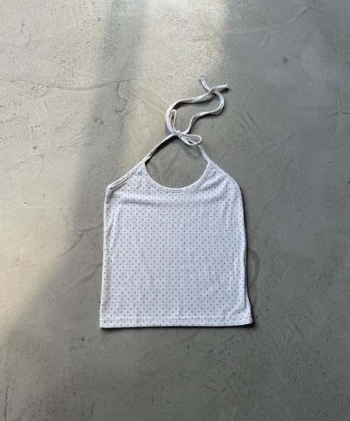 NUJOH(ヌゾ)の「Dot Halter Sleeveless Top / ドットホルターネックノースリーブトップス(タンクトップ・レディース・グレー/アイボリー/ブラック・FREE)」の4枚目の写真