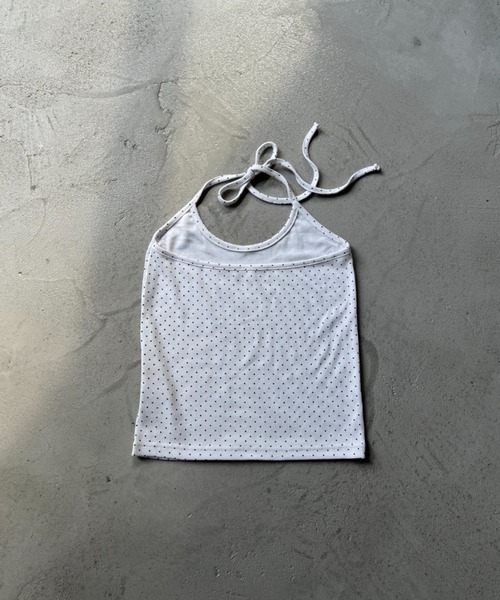 NUJOH(ヌゾ)の「Dot Halter Sleeveless Top / ドットホルターネックノースリーブトップス(タンクトップ・レディース・グレー/アイボリー/ブラック・FREE)」の5枚目の写真