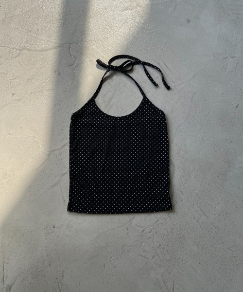 NUJOH(ヌゾ)の「Dot Halter Sleeveless Top / ドットホルターネックノースリーブトップス(タンクトップ・レディース・グレー/アイボリー/ブラック・FREE)」の6枚目の写真
