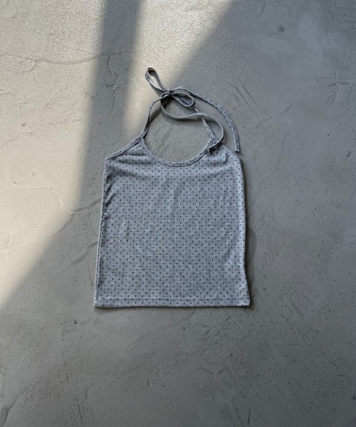 NUJOH(ヌゾ)の「Dot Halter Sleeveless Top / ドットホルターネックノースリーブトップス(タンクトップ・レディース・グレー/アイボリー/ブラック・FREE)」の8枚目の写真