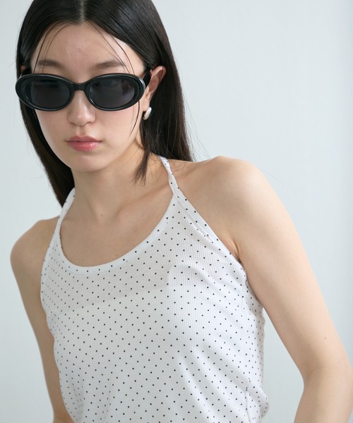 NUJOH(ヌゾ)の「Dot Halter Sleeveless Top / ドットホルターネックノースリーブトップス(タンクトップ・レディース・グレー/アイボリー/ブラック・FREE)」の12枚目の写真