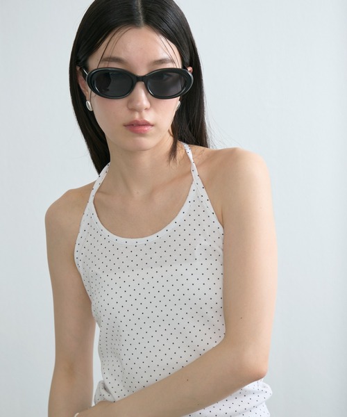 NUJOH(ヌゾ)の「Dot Halter Sleeveless Top / ドットホルターネックノースリーブトップス(タンクトップ・レディース・グレー/アイボリー/ブラック・FREE)」の13枚目の写真
