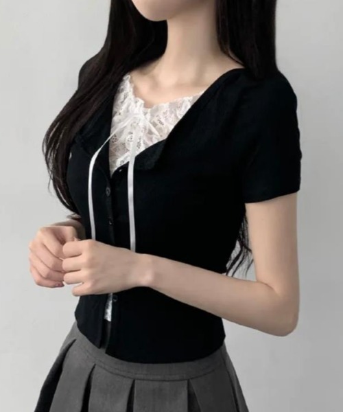 semplice(センプリチェ)の「Tシャツ【韓国ファッション】(Tシャツ/カットソー・レディース・ブラック/ホワイト・F)」の6枚目の写真