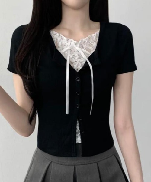 semplice(センプリチェ)の「Tシャツ【韓国ファッション】(Tシャツ/カットソー・レディース・ブラック/ホワイト・F)」の7枚目の写真