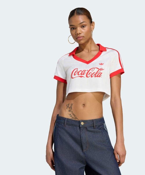 adidas(アディダス)の「クロップドジャージ / アディダスオリジナルス adidas Originals(Tシャツ/カットソー・レディース・ホワイト・X-SMALL/XX-LARGE/LARGE/MEDIUM/SMALL/X-LARGE)」の1枚目の写真