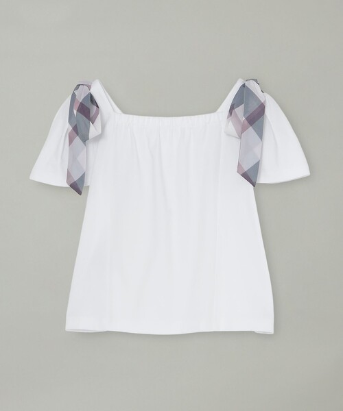 BLUE LABEL CRESTBRIDGE(ブルーレーベルクレストブリッジ)の「ショルダーリボンカットソー(Tシャツ/カットソー・レディース・ダークネイビー/ブラック/ホワイト・40/38)」の4枚目の写真