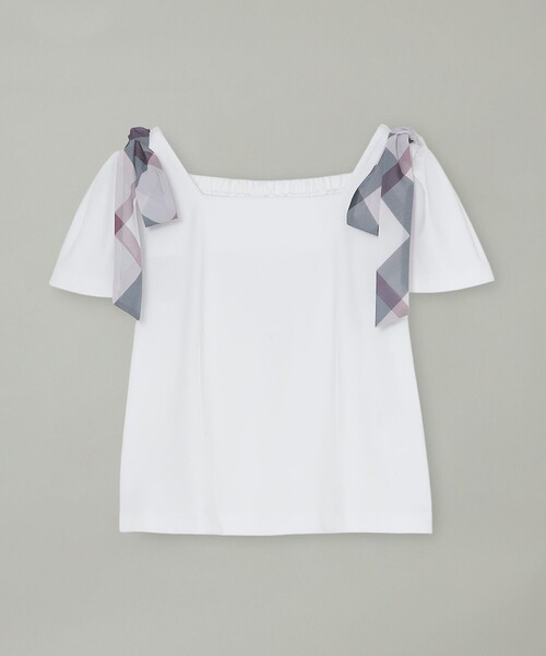 BLUE LABEL CRESTBRIDGE(ブルーレーベルクレストブリッジ)の「ショルダーリボンカットソー(Tシャツ/カットソー・レディース・ダークネイビー/ブラック/ホワイト・40/38)」の5枚目の写真