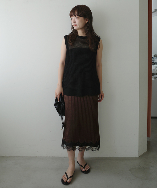 ARCHIVE STANCE(アーカイブスタンス)の「ARCHIVE STANCE/アーカイブスタンス SLOBE別注 サテンレーススカート(スカート・レディース・ブラウン/ブラック・FREE)」の21枚目の写真