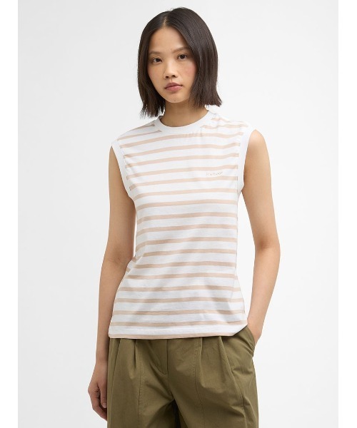 Barbour（バブアー）の「Debbie ボーダー ノースリーブ トップス（レディース）（タンクトップ・レディース・ピンク/ブラック・SMALL）」の4枚目の写真