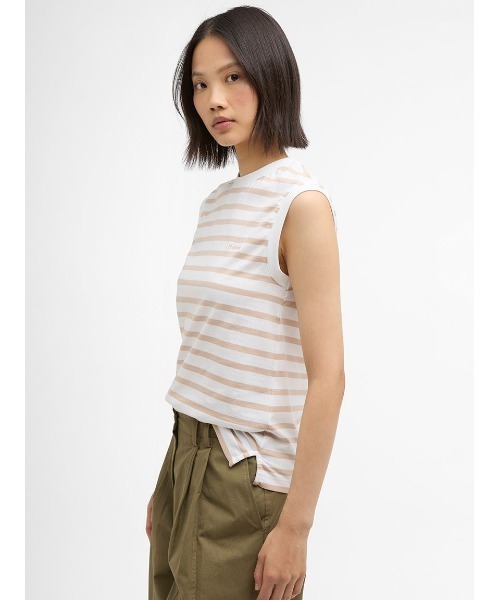 Barbour（バブアー）の「Debbie ボーダー ノースリーブ トップス（レディース）（タンクトップ・レディース・ピンク/ブラック・SMALL）」の6枚目の写真