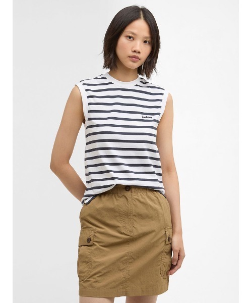 Barbour（バブアー）の「Debbie ボーダー ノースリーブ トップス（レディース）（タンクトップ・レディース・ピンク/ブラック・SMALL）」の8枚目の写真