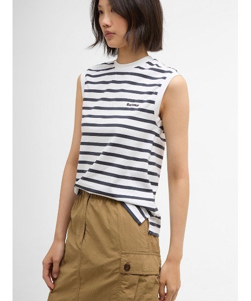 Barbour（バブアー）の「Debbie ボーダー ノースリーブ トップス（レディース）（タンクトップ・レディース・ピンク/ブラック・SMALL）」の10枚目の写真